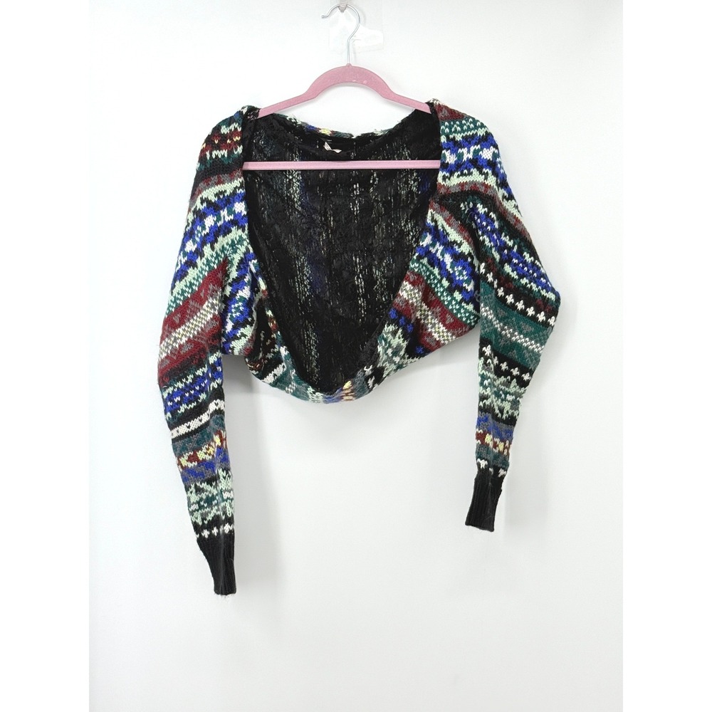 Free People Womens Fair Isle Lace Shrug Bolero Boho Layer Folk Holiday Size S